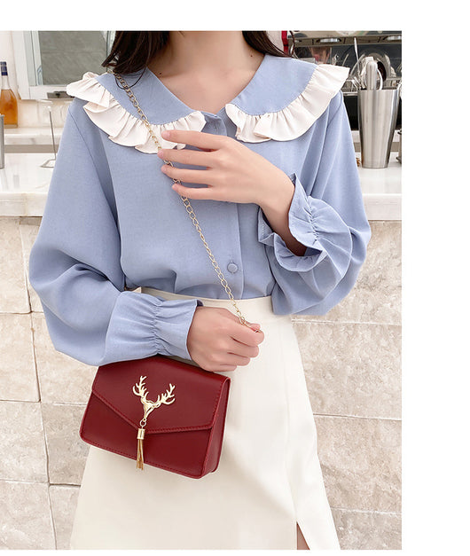 Bolso Crossbody Cuadrado Pequeño con Cadena y Detalle de Borla - Diseño Bicolor Elegante - Image 21