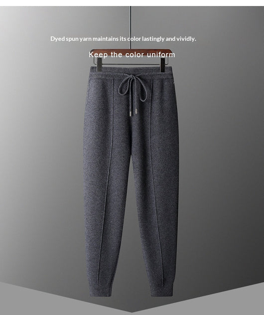 Pantalones de Lana Tejidos con Puño Cálido para Hombre - Casual Ejecutivo Primavera Otoño - Image 15