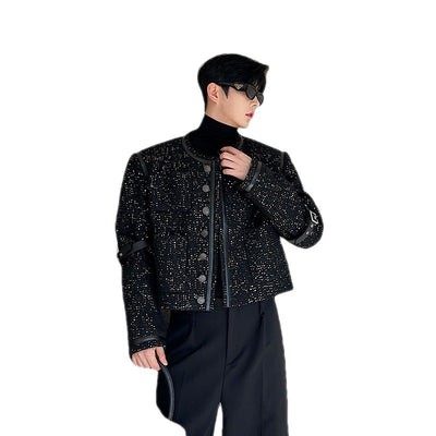 Abrigo Clásico de Cuero con Detalles de Lentejuelas y Cierre Desmontable para Hombre - Image 5