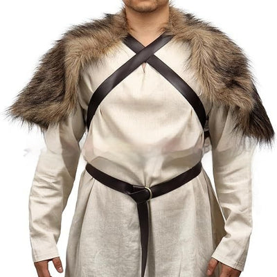 Traje Vikingo Completo con Capa, Chal y Botas de Lana Artificial - Image 6