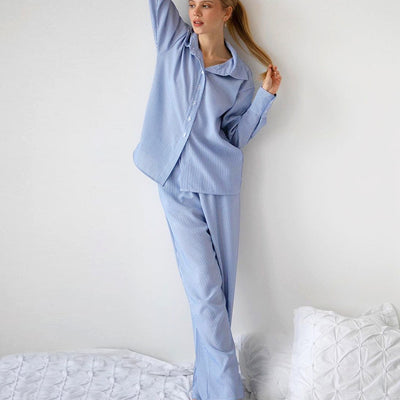 Conjunto Ejecutivo Mujer: Blusa Rayada Manga Larga + Pantalón Recto - Image 11