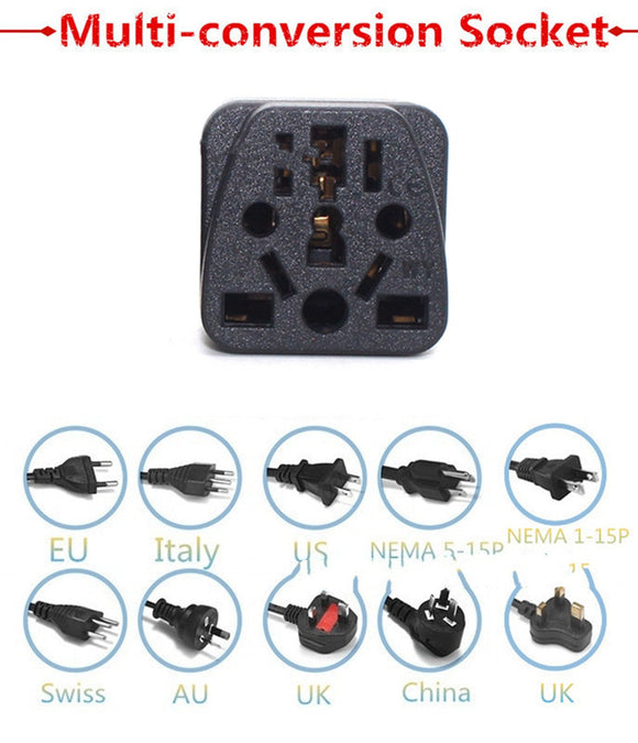 Adaptador de Enchufe Multifunción - Convertidor de 2 Clavijas Planas a Múltiples Puertos
