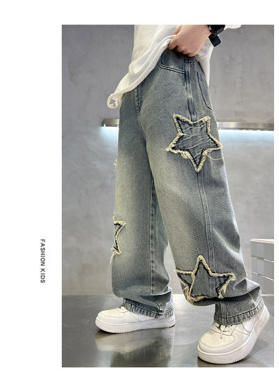 Jeans Anchos Pentagrama para Niños - Estilo Moderno y Cómodo - Image 24