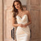 Vestido Satinado Ajustado con Espalda Descubierta y Tren Desmontable