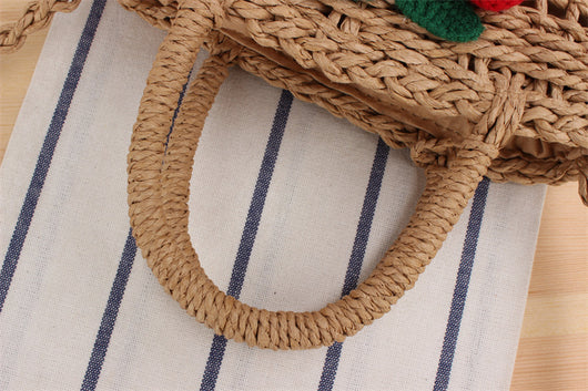 Bolsa de Playa Tejida de Cuerda de Papel Cereza para Vacaciones - Image 17