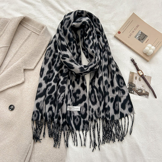 Bufanda Vintage Estampado Leopardo en Cashmira Artificial para Mujer - Image 7