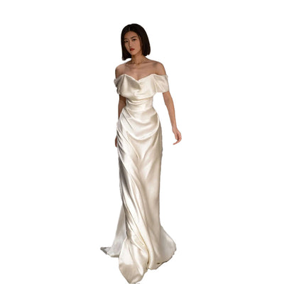Vestido de Novia Blanco Francés con Hombros Descubiertos - Image 5