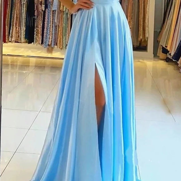 Vestido de Noche Elegante con Abertura Lateral