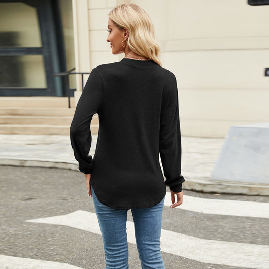 Camiseta Holgada de Cuello Redondo y Manga Larga para Mujer - Image 15