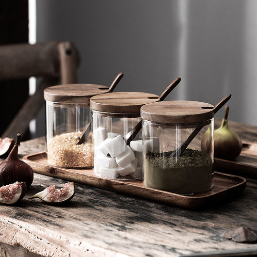 Set de Frascos de Vidrio para Condimentos con Tapa de Madera - Image 9