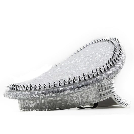 Sombrero de Novia Plateado con Lentejuelas y Tachuelas para Fotografía - Image 9