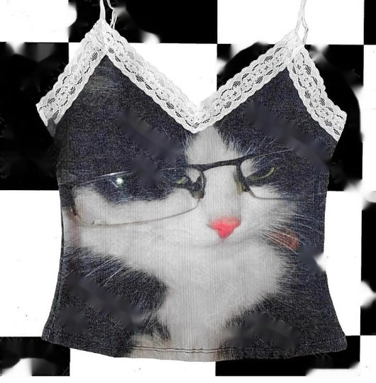 Chaleco Cropped V-Neck con Encaje y Estampado Animal - Diseño Desenfadado y Moderno - Image 8