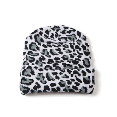 Gorro de Lana Tejido Estampado Leopardo Retro para Otoño e Invierno - Image 5