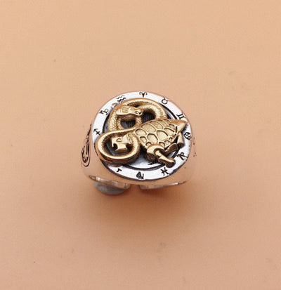 Anillo de Plata 990 Dragón Azul y Tigre Blanco - Diseño Retro Místico - Image 11