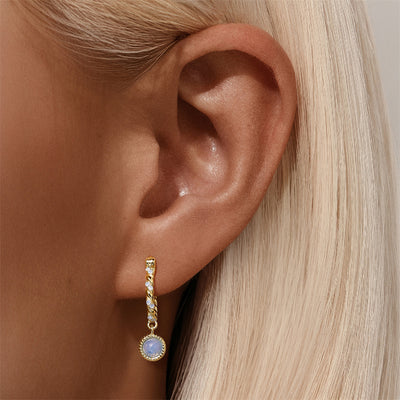 Aretes de Plata Esterlina S925 con Ópalo Azul y Diamantes - Diseño Europeo - Image 27