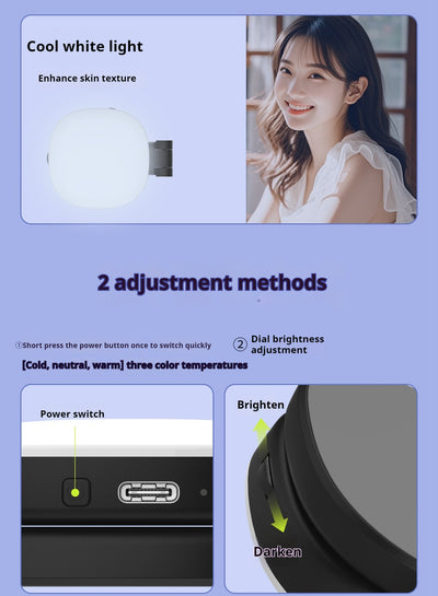 Luz LED Magnética para Selfies con Espejo de Maquillaje Portátil - Image 8