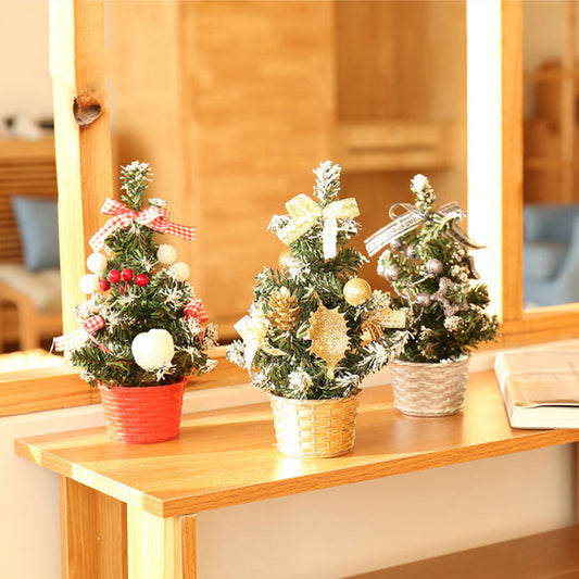 Árbol Navideño Miniatura PVC con Luces LED para Escritorio