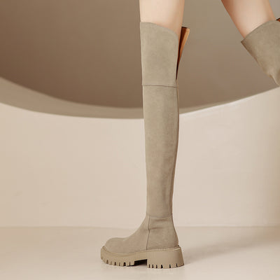 Botas Over The Knee de Cuero Genuino con Acabado Frosted para Mujer - Image 3