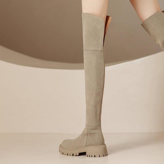 Botas Over The Knee de Cuero Genuino con Acabado Frosted para Mujer - Image 3