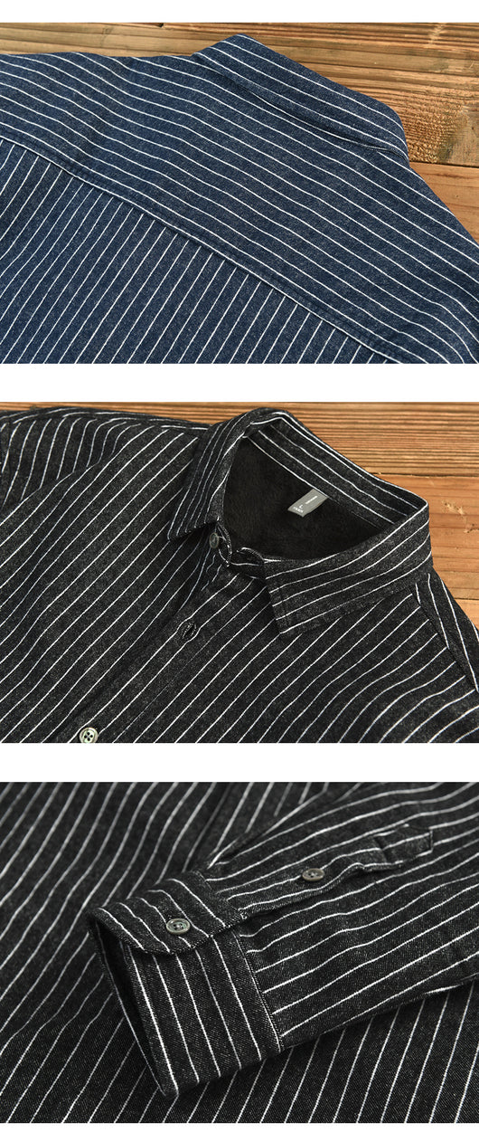 Chaqueta Camisa de Forro Polar Rayada para Hombre - Image 16
