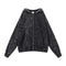 Cardigan Sudadera Holgada Negra Lavada Estilo Vintage para Hombre