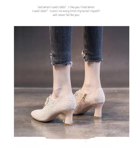 Zapatos de Tacón Alto Británicos con Lazo y Punta Fina Adornados en Cristales - Image 9
