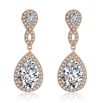 Aretes de Novia con Zirconia AAA Forma de Gota Banquete Nupcial - Image 16