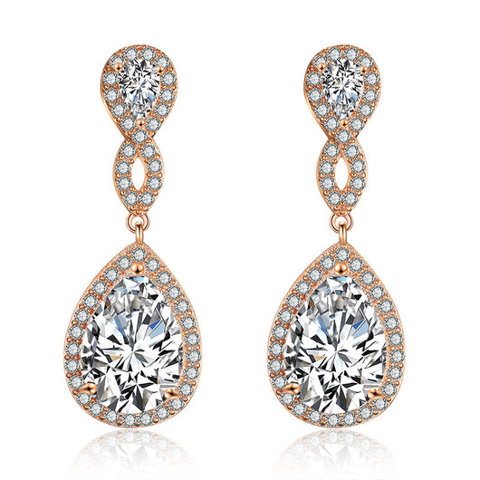 Aretes de Novia con Zirconia AAA Forma de Gota Banquete Nupcial - Image 16