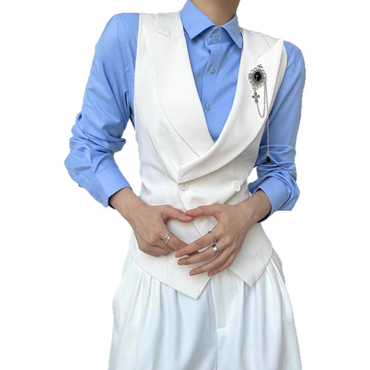 Chaleco de Traje para Mujer Blanco Entallado - Elegancia Sofisticada - Image 5