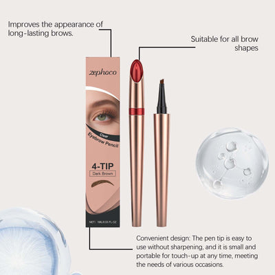 Lápiz de Cejas Marrón Oscuro de 4 Puntas para Diseño Diario - Image 7