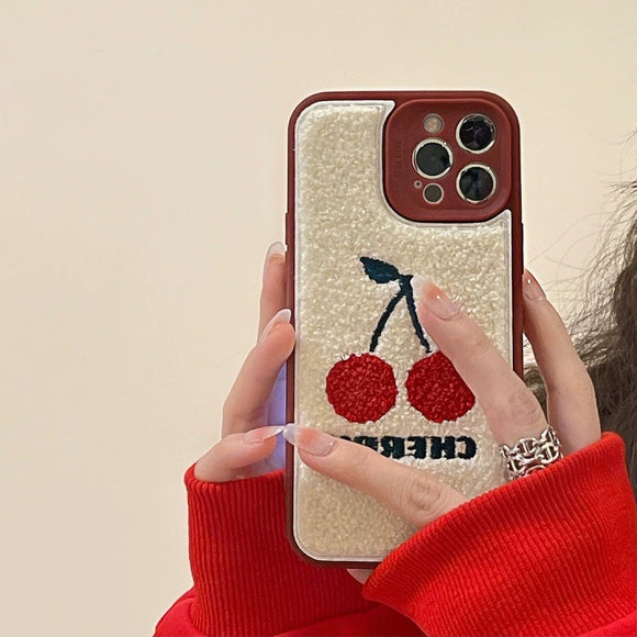 Funda Cereza Adorable con Lente Completo para Teléfono