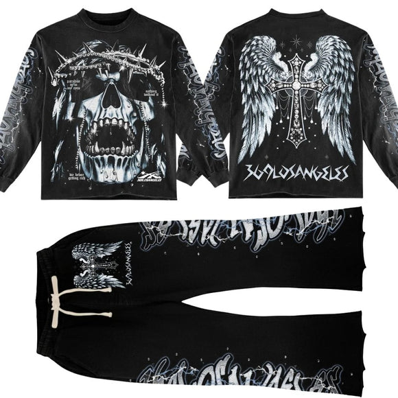 Conjunto Completo: Playera Manga Larga y Pantalones Acampanados Cómodos