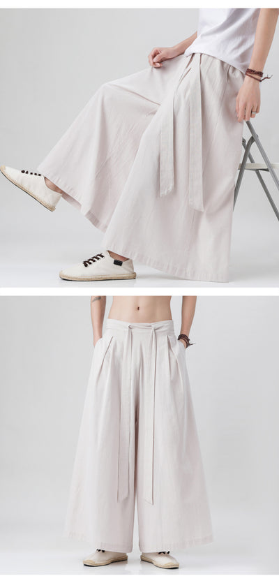 Pantalones Holgados de Algodón y Lino Talla Grande Estilo Chino para Hombre - Image 23
