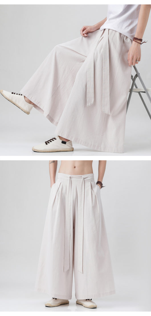 Pantalones Holgados de Algodón y Lino Talla Grande Estilo Chino para Hombre - Image 23