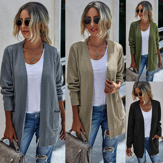 Cardigan Tejido de Color Sólido para Mujer - Image 29