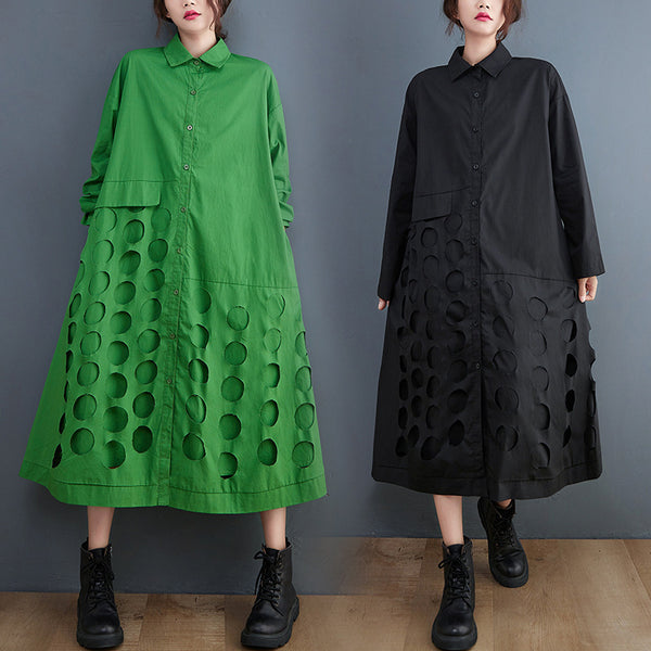 Abrigo Tipo Trench Casual Artístico Largo Holgado