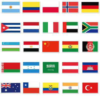 105 waterproof flag graffiti stickers, featuring various national flags like Turkey, Brazil, Canada, and USA. - Image 5