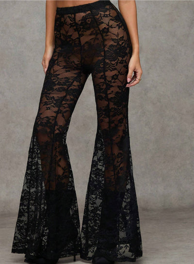 Pantalones Acampanados de Cintura Alta con Encaje para Hombre y Mujer - Image 7