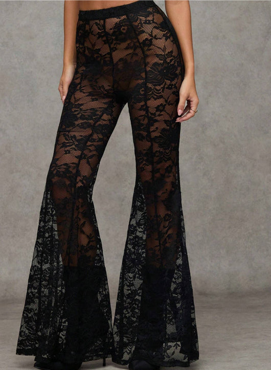 Pantalones Acampanados de Cintura Alta con Encaje para Hombre y Mujer - Image 7