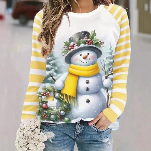 Suéter Largo para Mujer con Patrón de Muñeco de Nieve - Image 2