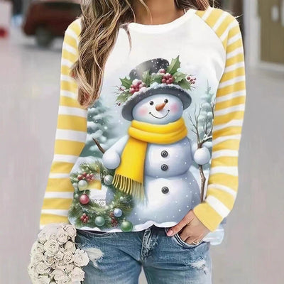 Suéter Largo para Mujer con Patrón de Muñeco de Nieve - Image 2