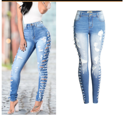 Pantalones Vaqueros Slim Fit Rotos para Mujer con Stretch - Image 8