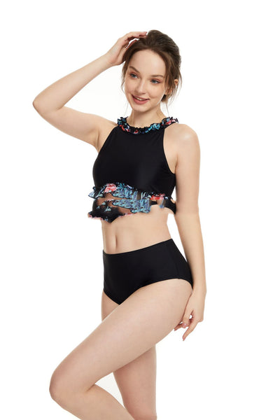 Bikini Clásico de Tres Piezas en Negro