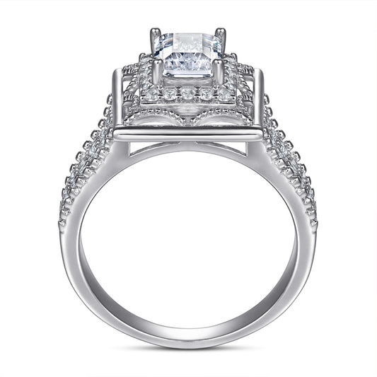 Anillo de Plata Esterlina para Mujer con Diamante Simulado Cuadrado - Image 2