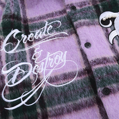 Camisa de Lana Escocesa con Letras Bordadas a Juego de Colores - Image 3