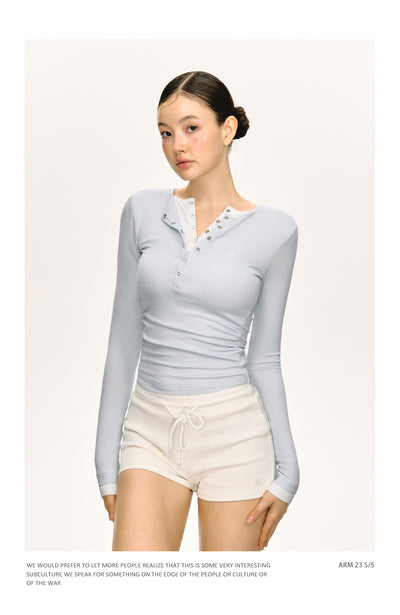 Camiseta Manga Larga Slim-fit con Cuello Falso Tejido Doble Capa - Image 24