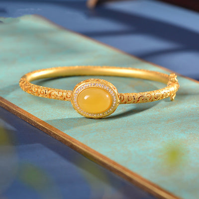Pulsera de Plata Esterlina con Baño de Oro Antiguo Estilo Vintage