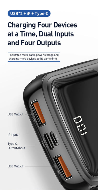 Banco de Energía Portátil con Pantalla Digital - Carga Rápida 3A USB-C para iPhone y Android - Image 11