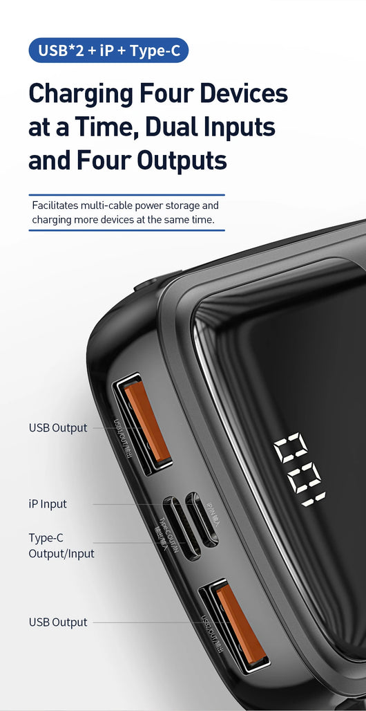 Banco de Energía Portátil con Pantalla Digital - Carga Rápida 3A USB-C para iPhone y Android - Image 11