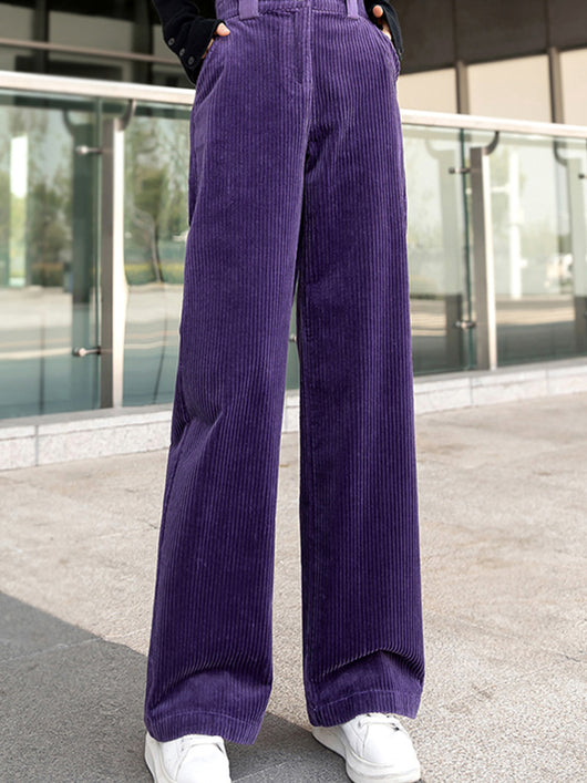 Pantalones de Pana Cintura Alta Pierna Ancha para Mujer - Image 4